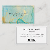 Waterverf Turquoise Gold Painting Splatter Visitekaartje (Voorkant / Achterkant)