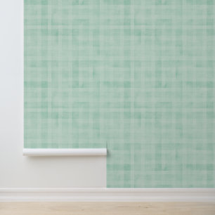 Waterverf Turquoise Groen Gingham Pattern Behang