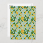 Waterverf Turquoise Lemon Fruit Pattern Briefkaart (Voorkant / Achterkant)