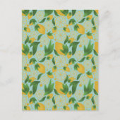 Waterverf Turquoise Lemon Fruit Pattern Briefkaart (Voorkant)