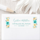 Waterverf Turquoise Mint Gold Floral Etiket (Insitu)