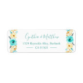 Waterverf Turquoise Mint Gold Floral Etiket (Voorkant)