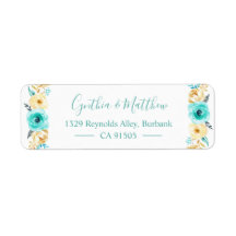 Waterverf Turquoise Mint Gold Floral