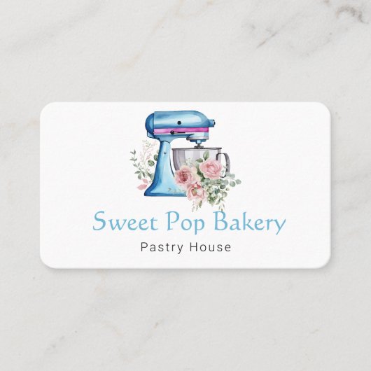 Waterverf Turquoise Mixer Bakery Visitekaartje (Voorkant)