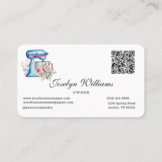 Waterverf Turquoise Mixer Bakery Visitekaartje (Achterkant)