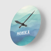 Waterverf Turquoise Navy Blue Ombre gelaagd Ronde Klok (Hoek)