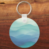 Waterverf Turquoise Navy Blue Ombre gelaagd Sleutelhanger (Achterkant)