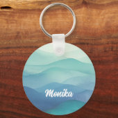 Waterverf Turquoise Navy Blue Ombre gelaagd Sleutelhanger (Voorkant)