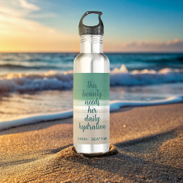 Waterverf Turquoise Ocean Beach Water Bottle Waterfles