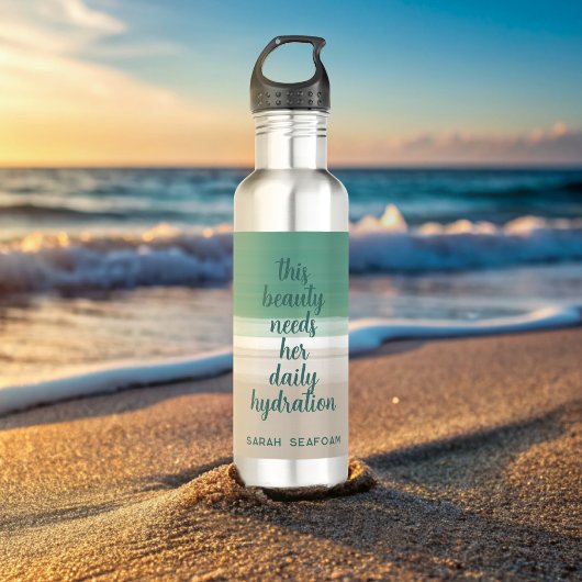 Waterverf Turquoise Ocean Beach Water Bottle Waterfles