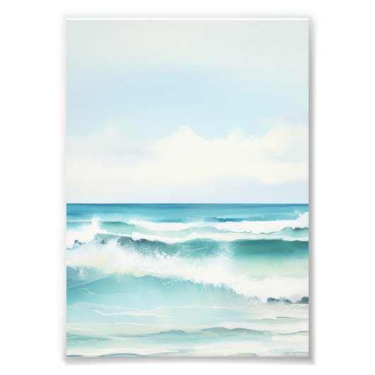 Waterverf Turquoise Ocean Wall Art Foto Afdruk (Voorkant)