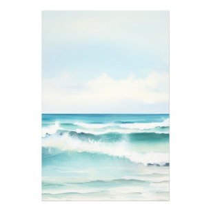 Waterverf Turquoise Ocean Wall Art Foto Afdruk