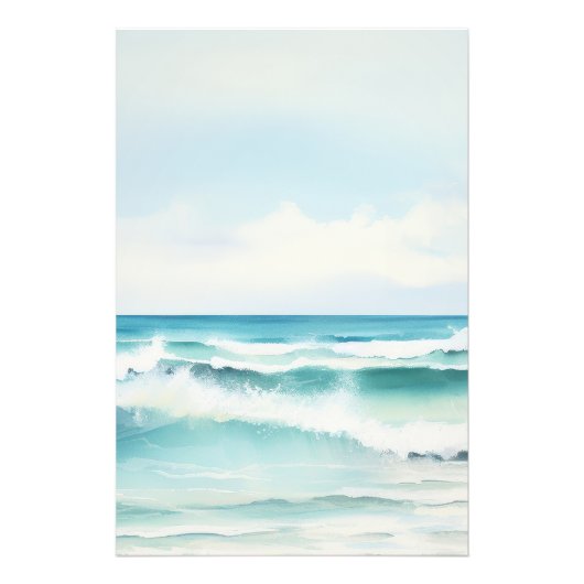 Waterverf Turquoise Ocean Wall Art Foto Afdruk (Voorkant)