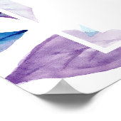 Waterverf turquoise Paarse bladeren loof bruiloft Poster (Hoek)