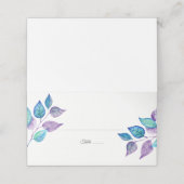 Waterverf Turquoise Paarse Foliage bruiloft Plaatskaartje (Buitenkant ongevouwen)