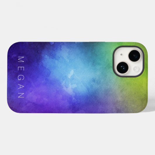 Waterverf Turquoise Paarse Groen  Case-Mate iPhone Case (Achterkant (horizontaal))