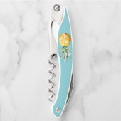 Waterverf Turquoise Pineapple Summer Schattige Kurkentrekker (Voorkant)