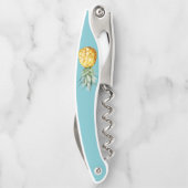 Waterverf Turquoise Pineapple Summer Schattige Kurkentrekker (Achterkant)