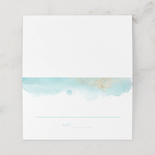 Waterverf Turquoise Plaatskaartje (Buitenkant ongevouwen)
