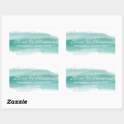 Waterverf Turquoise Rechthoekige Sticker (Vel)