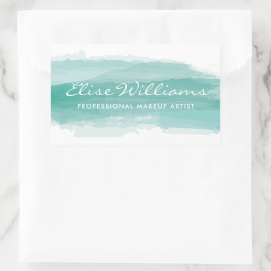 Waterverf Turquoise Rechthoekige Sticker (Tas)