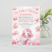 Waterverf turquoise roze zeemeermin elke verjaarda kaart (Staand voorkant)