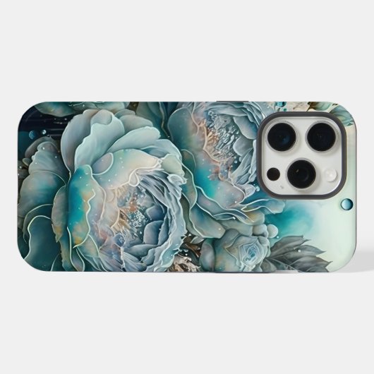 Waterverf Turquoise Rozen iPhone Hoesje (Achterkant horizontaal)