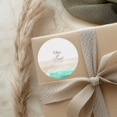 Waterverf Turquoise Sandy Beach Bruiloft Ronde Sticker