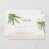 Waterverf Turquoise Sandy Beach Bruiloft RSVP-kaar Bedankkaart (Voorkant)