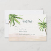Waterverf Turquoise Sandy Beach Bruiloft RSVP-kaar Bedankkaart (Voorkant)