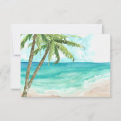 Waterverf Turquoise Sandy Beach Bruiloft RSVP-kaar Bedankkaart (Achterkant)