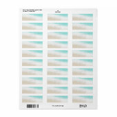 Waterverf Turquoise & Tan Elegante Strandbruiloft Etiket (Full Sheet)
