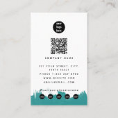 Waterverf Turquoise Teal QR-code Social Media Visitekaartje (Achterkant)