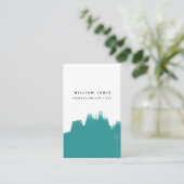 Waterverf Turquoise Teal QR-code Social Media Visitekaartje (Staand voorkant)
