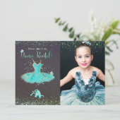 Waterverf Turquoise Tutu Dance Overweging Kaart (Staand voorkant)