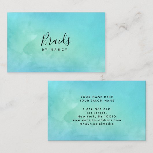 Waterverf Turquoise Visitekaartje (Voorkant / Achterkant)