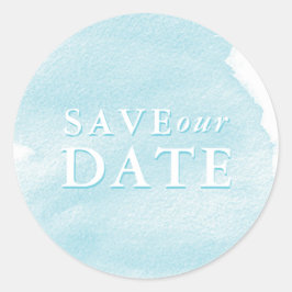 Waterverf Turquoise Wash onze datum opslaan Ronde Sticker