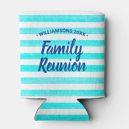 Waterverf Turquoise White Stripe Blikjeskoeler (Achterkant)