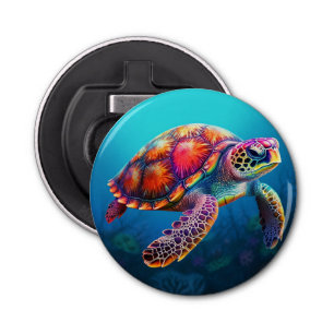 Waterverf Turtle Button Flesopener