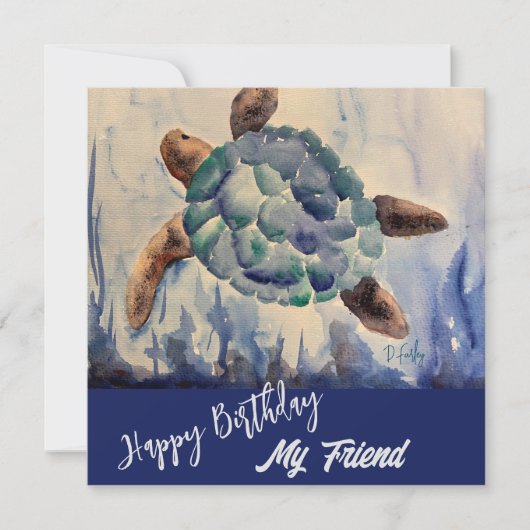 Waterverf Turtle Notecard Bedankkaart (Voorkant)