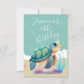 Waterverf Turtle Ocean Birthday Party Dank je Bedankkaart (Voorkant)