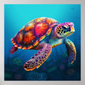 Waterverf Turtle Poster (Voorkant)
