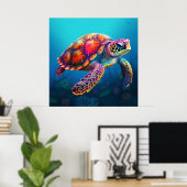 Waterverf Turtle Poster (Thuiskantoor)
