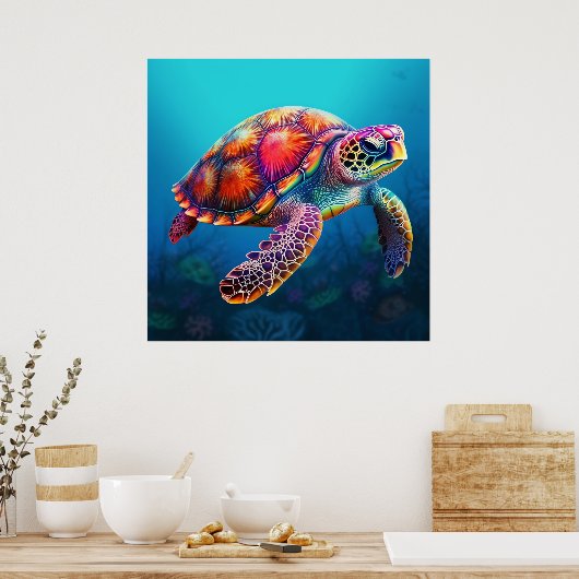 Waterverf Turtle Poster (Keuken)