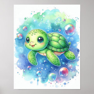 Waterverf Turtle Poster
