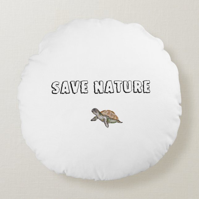 Waterverf Turtle Rond Kussen (Voorkant)