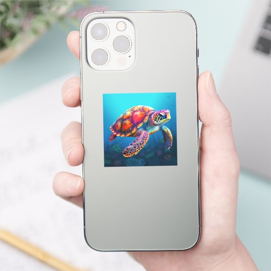 Waterverf Turtle Sticker (Telefoon)