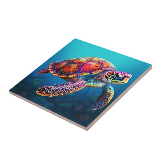 Waterverf Turtle Tegeltje (Zijkant)