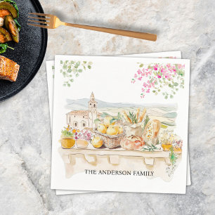 Waterverf Tuscaanse Middellandse Zee Italië met mo Servet