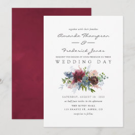 Waterverf tussen Bourgogne en Navy Floral Kaart